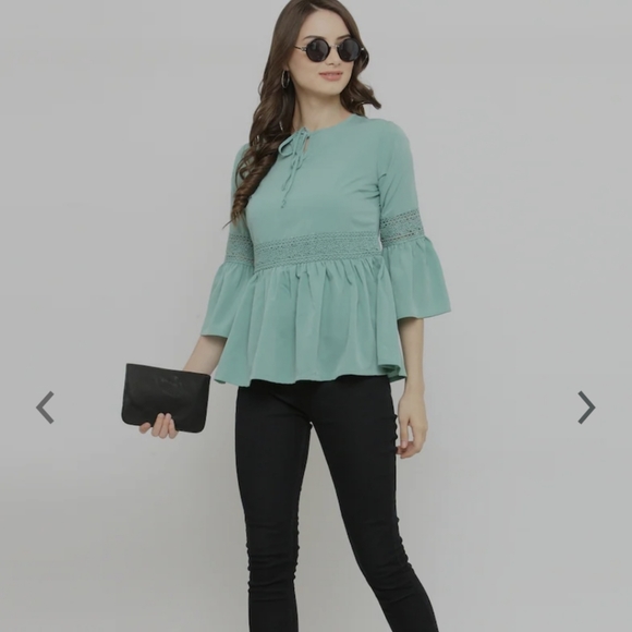 PlusS Green Peplum Top - Picture 9 of 10